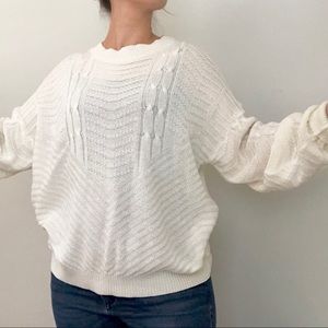 VTG Oversized Knit Sweater w/ Draped Sleeves, LG